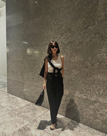 Highwaist Tuck Pants Black