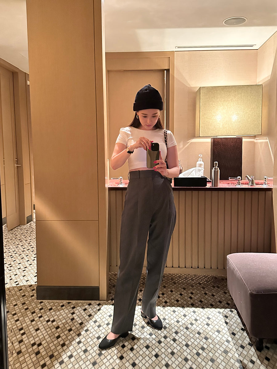 Highwaist Tuck Pants White (020)9月末納期　予約注文6/25まで