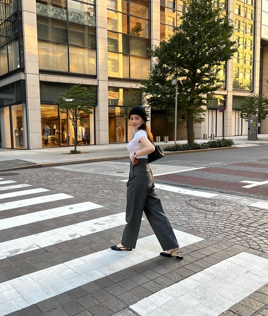 Highwaist Tuck Pants White (020)9月末納期　予約注文6/25まで